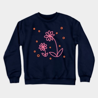 Daisies and Dots 2 in Pink, Orange, and Cream Crewneck Sweatshirt